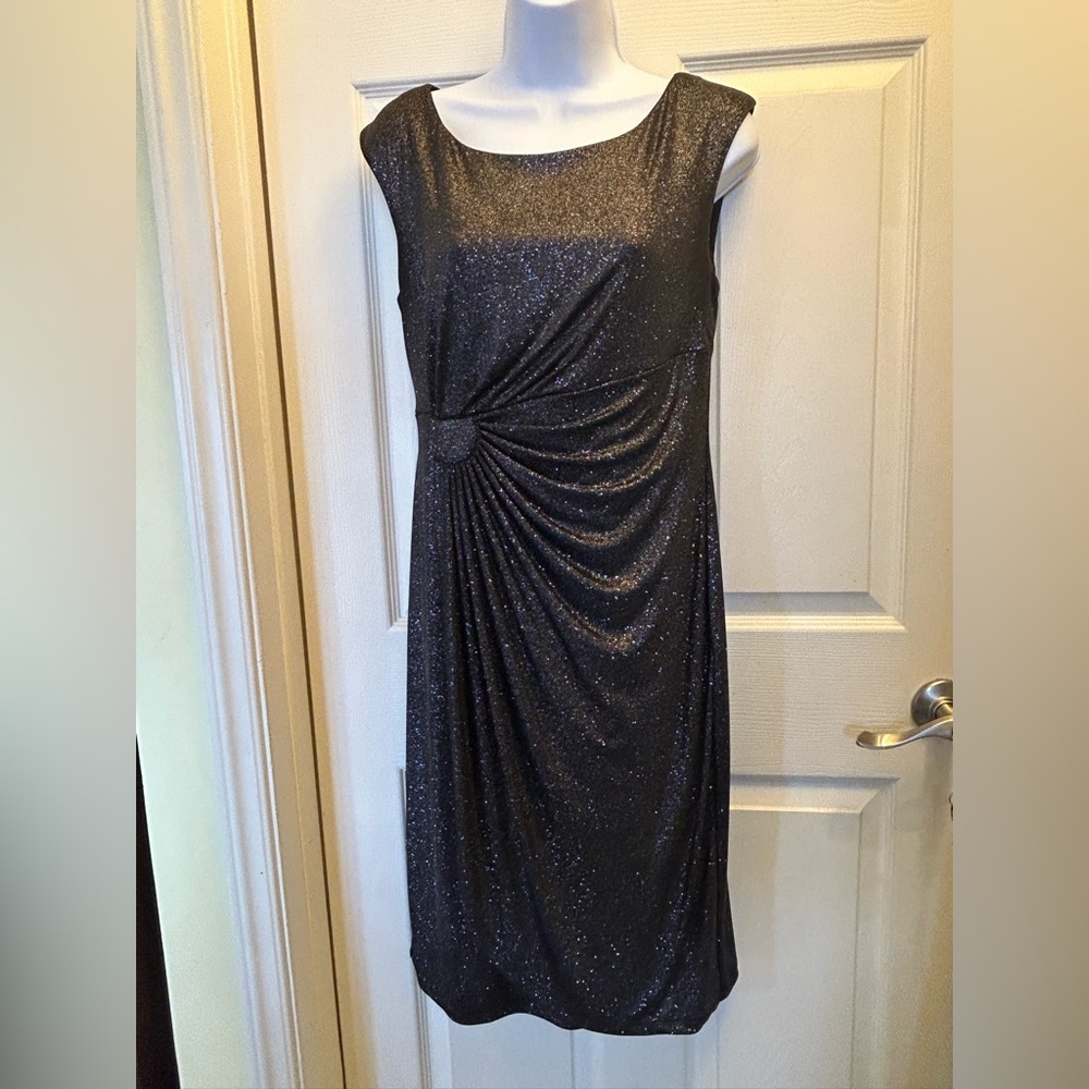 Connected Apparel Glittering Black Midi Dress